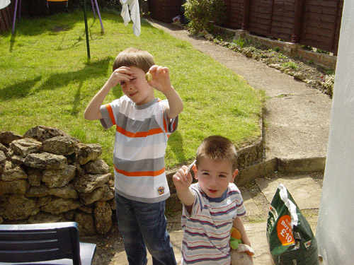 The Easter Bunny did leave some eggs in our garden! - April 2007